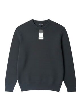 NWT Club Monaco Men XS Links Stripe Crewneck Sweater Charcoal Grey Textured Knit